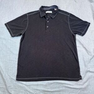 Tommy Bahama Polo Shirt Mens XL Black Gray Modal Blend Casual Contrast Stitching